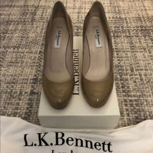L.K. Bennett Shiloh Pumps in Taupe Patent Leather Size 36.5
